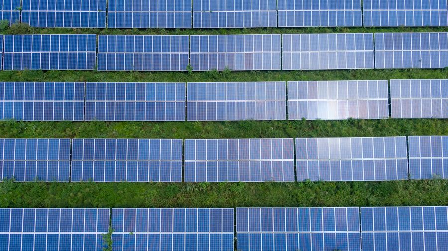 Aerial view of a solar farm for thermal inspection